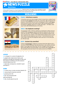 L3 Crossword 546 - First News for Schools