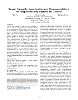 Design Rationale: Opportunities and - Dr. Alissa N. Antle