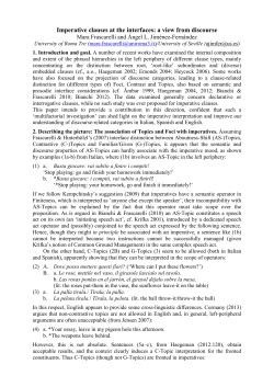 Imperative clauses at the interfaces: a view from
