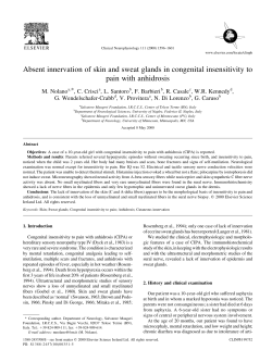 Absent innervation of skin and sweat glands in congenital