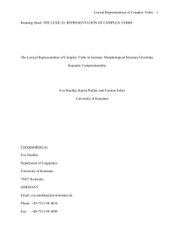Lexical Representation of Complex Verbs 1 Running Head: THE