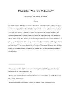 Privatization: What Have We Learned?
