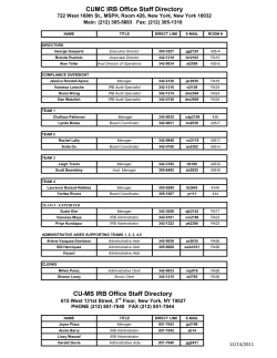 CU-MS IRB Office Staff Directory CUMC IRB Office Staff Directory
