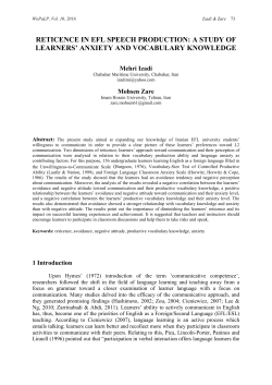 RETICENCE IN EFL SPEECH PRODUCTION: A STUDY OF