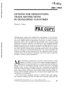 OPTIONS FOR DISMANTLING TRADE RESTRICTIONS IN