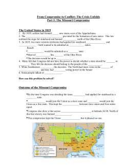 From Compromise to Conflict: The Crisis Unfolds Part I: The Missouri