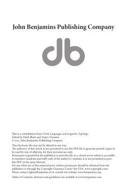 Creolization and admixture - Anglistik und Amerikanistik