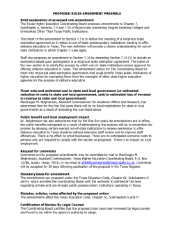 PROPOSED RULES AMENDMENT PREAMBLE Brief explanation of