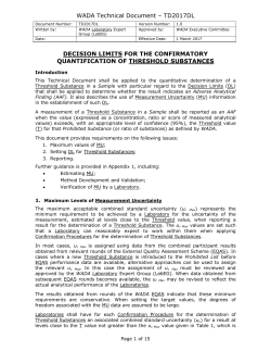 WADA Technical Document &ndash; TD2017DL DECISION LIMITS FOR