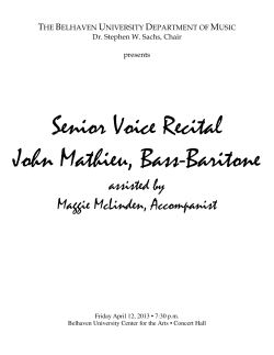 Senior Voice Recital John Mathieu, Bass-Baritone
