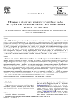 Differences in abiotic water conditions between fluvial reaches and