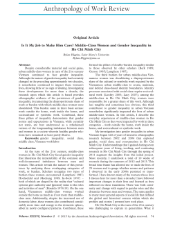 Is It My Job to Make Him Care? MiddleClass Women and Gender