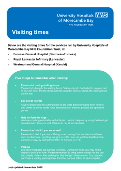 Visiting times - University Hospitals of Morecambe Bay NHS