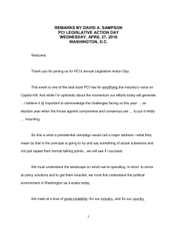 David Sampson`s Address to the PCI Legislative Action Day
