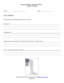 Ergonomic Design - Elementary School Student Worksheet Name