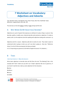 7 Worksheet on Vocabulary: Adjectives and Adverbs