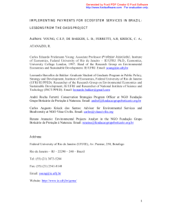 IMPLEMENTING PAYMENTS FOR ECOSYSTEM SERVICES IN