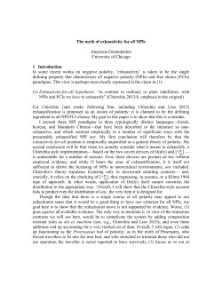 The myth of exhaustivity for all NPIs Anastasia Giannakidou