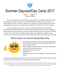 Summer Daycare/Day Camp 2017
