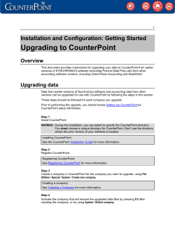 Upgrading to CounterPoint