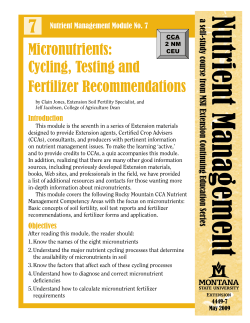Micronutrients: Cycling, Testing and Fertilizer