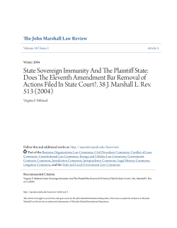 State Sovereign Immunity And The Plaintiff State