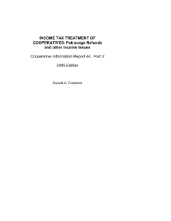 INCOME TAX TREATMENT OF COOPERATIVES: Patronage