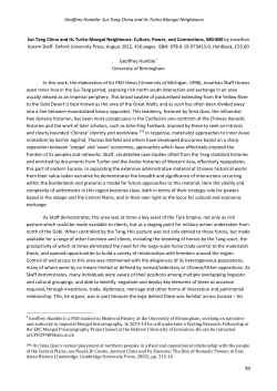 Geoffrey Humble: Sui-Tang China and its Turko