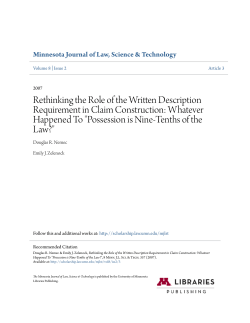 Rethinking the Role of the Written Description Requirement in Claim