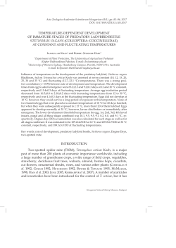 temperature-dependent development of immature stages of