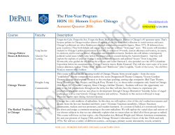Honors Explore Chicago - DePaul University Academics