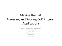 Making the List: The Role of Assessing and Scoring CoC Program