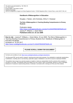 Handbook of Metacognition in Education Douglas J. Hacker, John