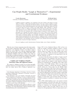 Can People Really &ldquo;Laugh at Themselves?&rdquo;&mdash;Experimental and