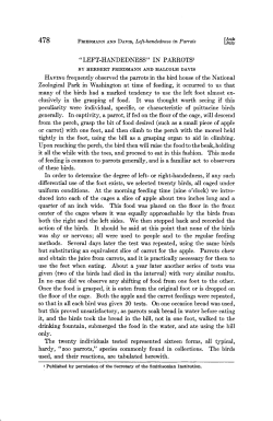 "LEFT-HANDEDNESS" IN PARROTS