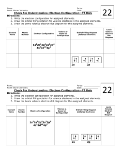 Check For Understanding: Electron Configuration&mdash;PT Only