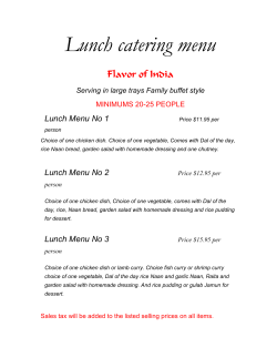 Lunch catering menu