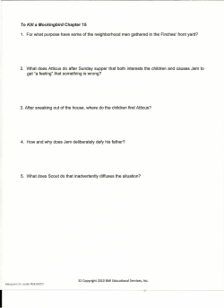 To Kill a Mockingbird Chapter 15 1. For what purpose have some of