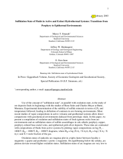 1 17 February 2003 Sulfidation State of Fluids in Active and Extinct