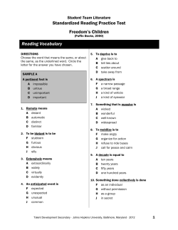 Standardized Reading Practice Test Freedom`s Children Reading