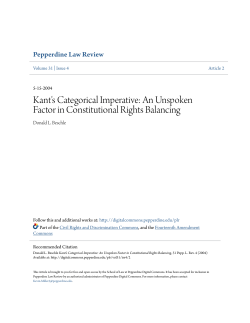 Kant`s Categorical Imperative: An Unspoken Factor in Constitutional
