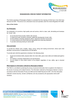 Creche Parent Information - YMCA Port Hedland Rec Centre