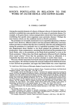 koch`s postulates in relation to the work of jacob henle and edwin