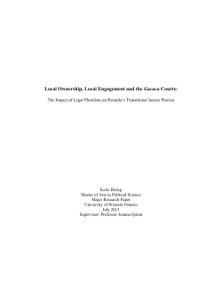 Local Ownership, Local Engagement and the Gacaca Courts