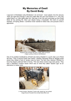 My Memories of Ewell By David Body