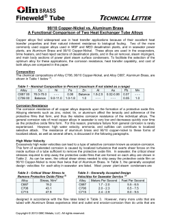 Technical Letter - 90/10 Copper-Nickel vs Aluminum Brass
