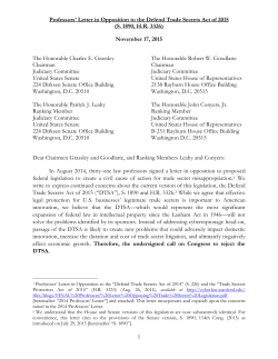 Professors` Letter in Opposition to the Defend Trade Secrets Act of