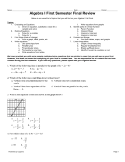 Fall Semester Final Review