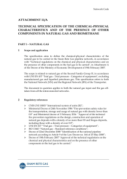 Gas quality parameters. Chapter 11 of the Network