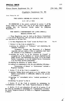 SPECIAL ISSUE Kenya Gazette Supplement No. 54 12th Julyt 1963